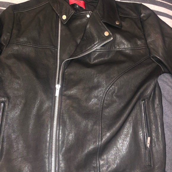 HUGO Black Lovell Biker Jacket Size L - Picture 8 of 8